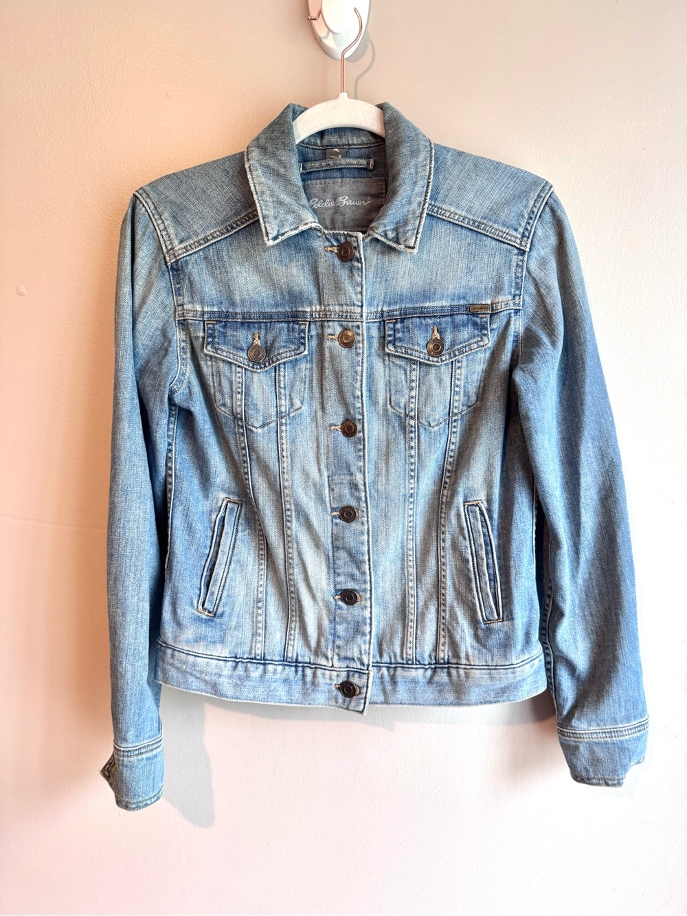Eddie Bauer Cotton Denim Jacket Trucker Coat Size S Small